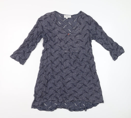 Capri Women Blue Stripe Cotton Knee Length Shift Dress Size 10