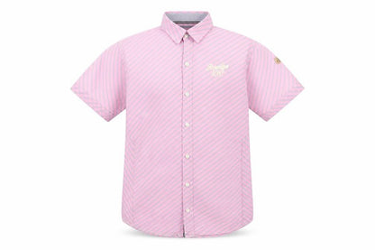 Dirty Blazer Men's Pink Striped Short Sleeve Button-Up Shirt L Cotton