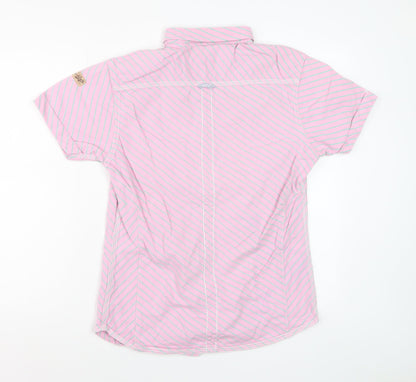 Dirty Blazer Men's Pink Striped Short Sleeve Button-Up Shirt L Cotton