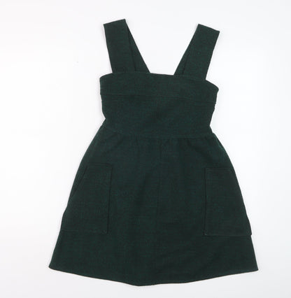 Topshop Women Green UK 6 Pinafore Dress with Pockets