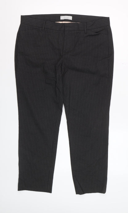 Gap Women Black Pinstripe Slim Cropped Trousers UK12