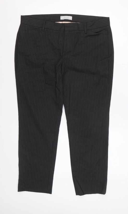 Gap Women Black Pinstripe Slim Cropped Trousers UK12
