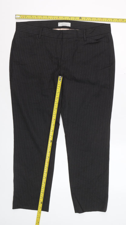 Gap Women Black Pinstripe Slim Cropped Trousers UK12
