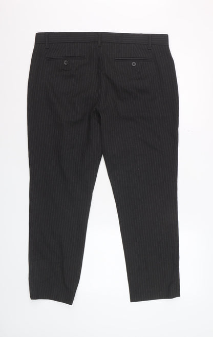 Gap Women Black Pinstripe Slim Cropped Trousers UK12