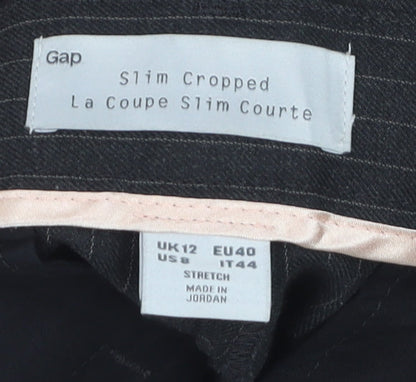 Gap Women Black Pinstripe Slim Cropped Trousers UK12
