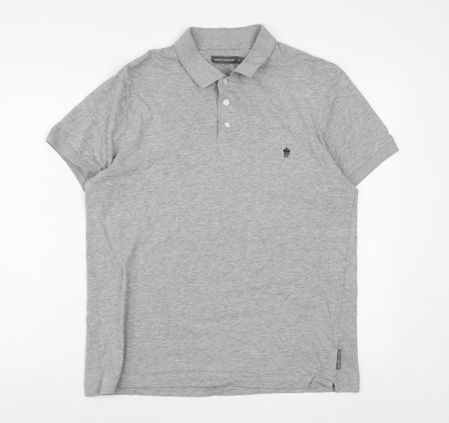 French Connection Men’s Grey Polo Shirt XL Cotton Blend