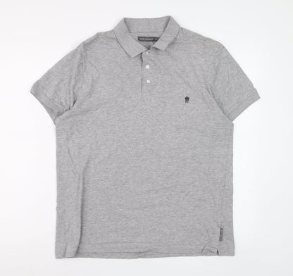 French Connection Men’s Grey Polo Shirt XL Cotton Blend