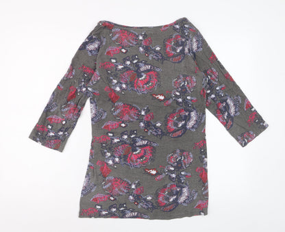 White Stuff Faithful And True Grey Floral Tunic Top Womens Size 14