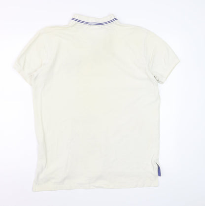 Ralph Lauren Men's Ivory Polo Shirt L Embroidered Logo Classic Fit