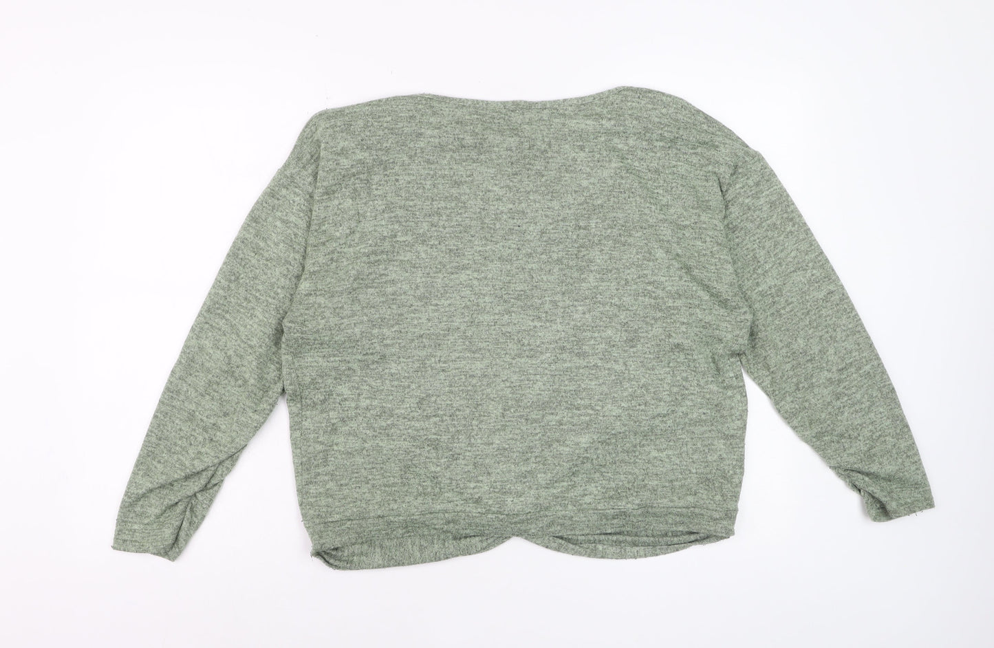 M&Co Women’s Green Long Sleeve Knot Front Jersey Top Size 16