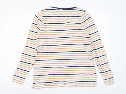 Marks and Spencer Women's Multicoloured Stripe Long Sleeve Cotton T-Shirt Size 18