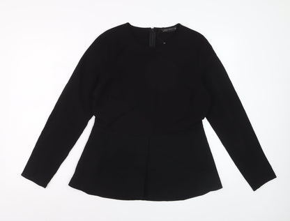 Zara Woman Black Long Sleeve Tunic Blouse Size 14
