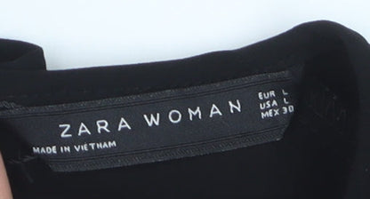 Zara Woman Black Long Sleeve Tunic Blouse Size 14