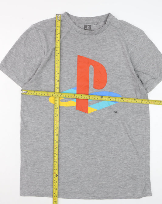PlayStation Men's Grey Graphic Logo T-Shirt Size L Regular Fit