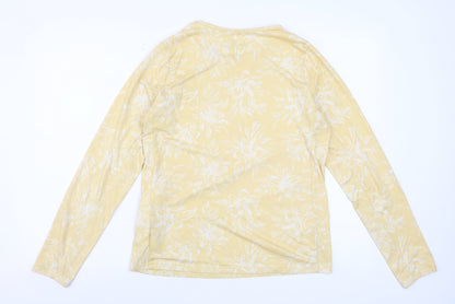 Hang Ten Women's Yellow Floral Long Sleeve UV Protection T-Shirt M