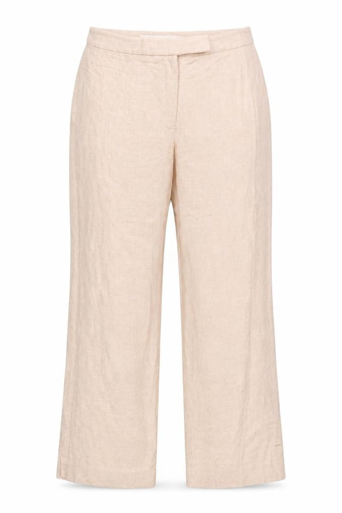 Fenn Wright Manson Womens Beige Wide-Leg Trousers UK 14 Linen Blend