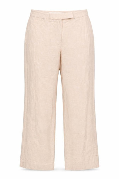 Fenn Wright Manson Womens Beige Wide-Leg Trousers UK 14 Linen Blend