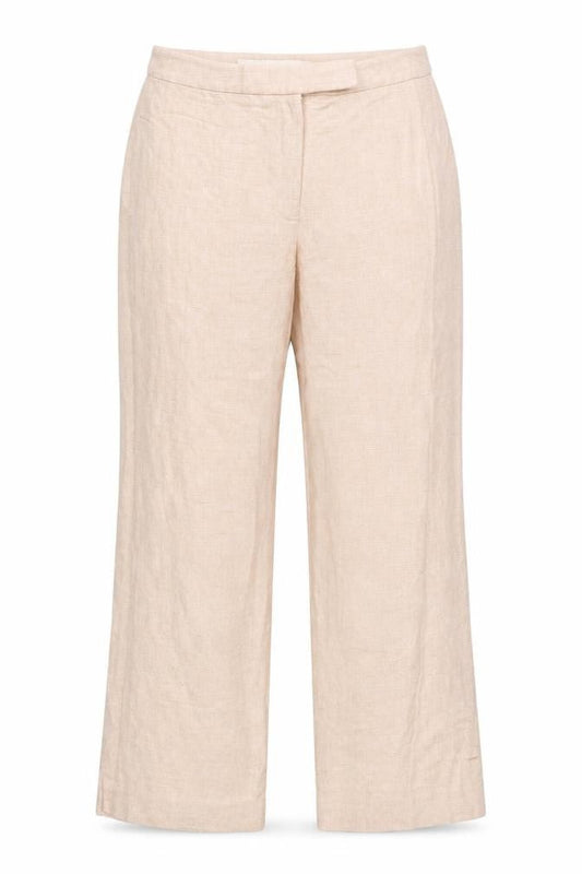Fenn Wright Manson Womens Beige Wide-Leg Trousers UK 14 Linen Blend