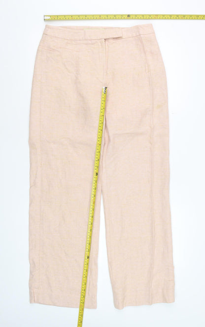 Fenn Wright Manson Womens Beige Wide-Leg Trousers UK 14 Linen Blend