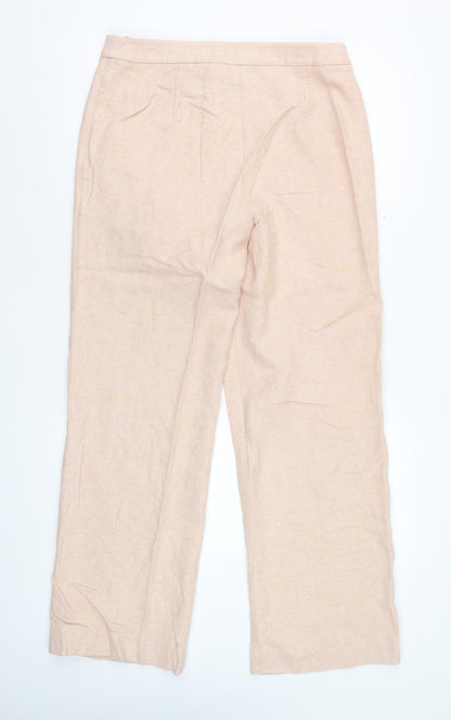 Fenn Wright Manson Womens Beige Wide-Leg Trousers UK 14 Linen Blend