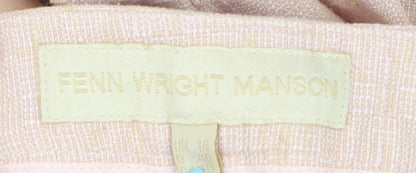 Fenn Wright Manson Womens Beige Wide-Leg Trousers UK 14 Linen Blend