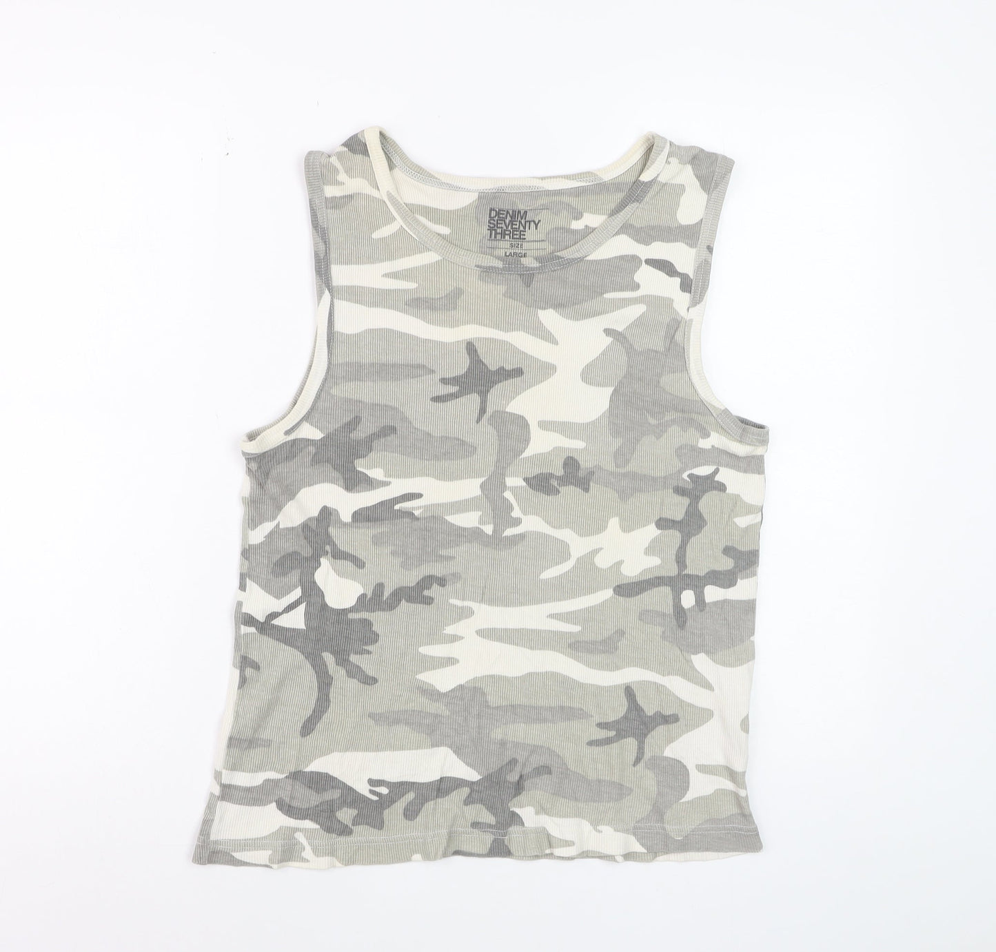 Denim Seventy Three Women's Grey Camouflage Tank Top Size L