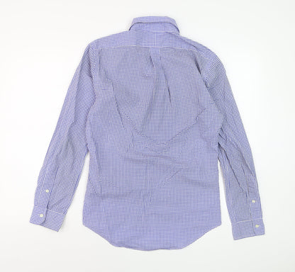 Polo Ralph Lauren Men's Blue Check Slim Fit Long Sleeve Cotton Dress Shirt Size S