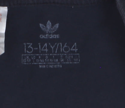 Adidas Boys Black 13-14 Years Cotton Short Sleeve Sports T-Shirt
