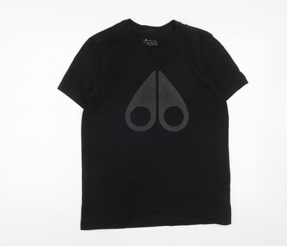Moose Knuckles Men's Black Graphic Logo Cotton T-Shirt Size S