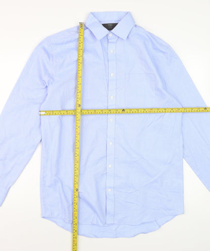 Marks and Spencer Men's Blue Long Sleeve Dress Shirt 15.5in Classic Fit