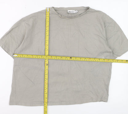 NA-KD Reborn Women’s Grey Cotton Basic T-Shirt XS