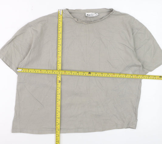 NA-KD Reborn Women’s Grey Cotton Basic T-Shirt XS