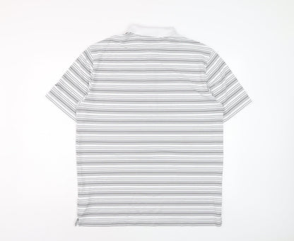 Nike Golf Men's White Striped Dri-Fit Polo Shirt Size L