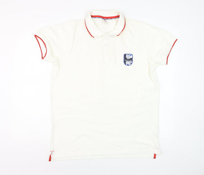 Team GB Men's Ivory Cotton Polo Shirt L Sports Collared Top