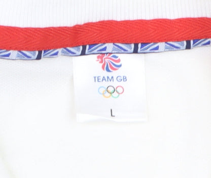 Team GB Men's Ivory Cotton Polo Shirt L Sports Collared Top