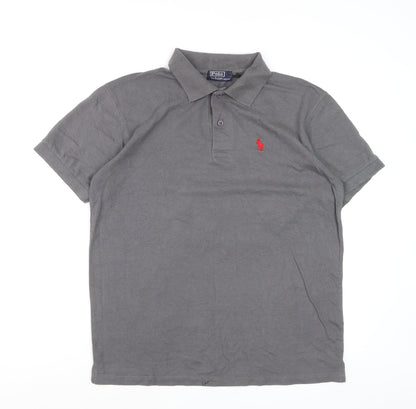 Polo Ralph Lauren Men's Grey Cotton Blend Short Sleeve Polo Shirt Size L