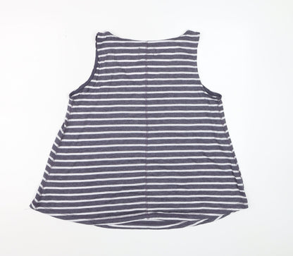 Next Womens Grey Striped Tank Top Size 12 V-Neck Jersey