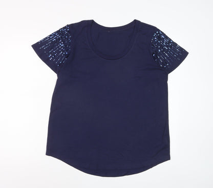 Next Women's Blue Sequin Sleeve T-Shirt Size 16