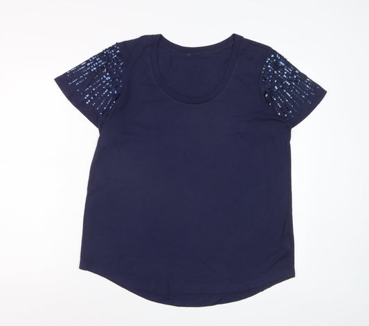 Next Women's Blue Sequin Sleeve T-Shirt Size 16