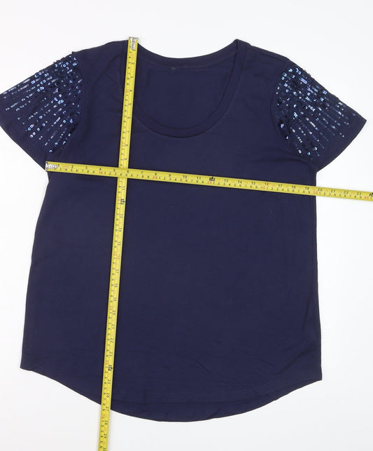 Next Women's Blue Sequin Sleeve T-Shirt Size 16