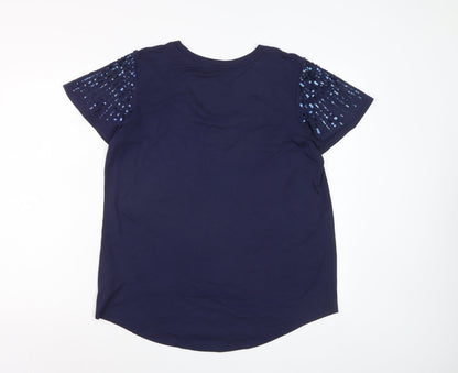 Next Women's Blue Sequin Sleeve T-Shirt Size 16