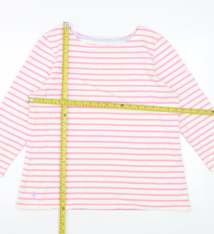 Joules Womens Pink Striped Long Sleeve Cotton Nautical Top UK 16