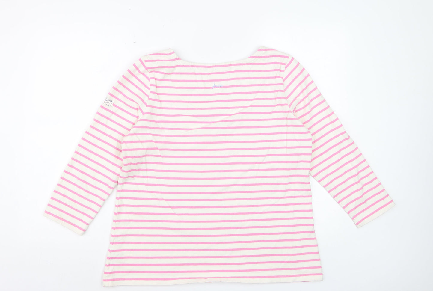 Joules Womens Pink Striped Long Sleeve Cotton Nautical Top UK 16