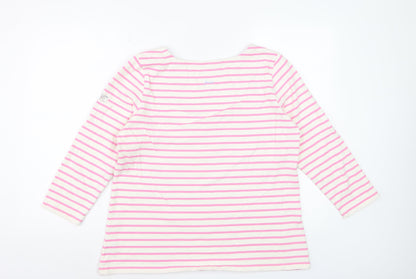 Joules Womens Pink Striped Long Sleeve Cotton Nautical Top UK 16