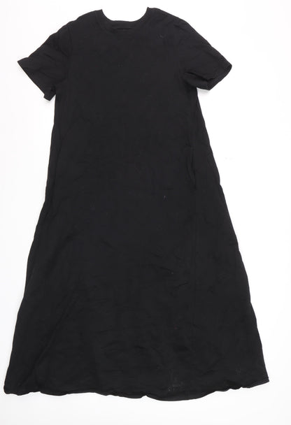 Uniqlo Women Black XS T-Shirt Dress Cotton Casual Midi