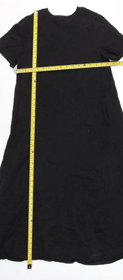 Uniqlo Women Black XS T-Shirt Dress Cotton Casual Midi