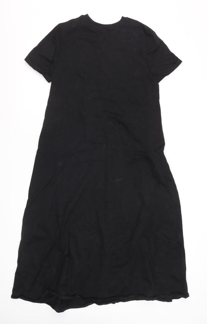 Uniqlo Women Black XS T-Shirt Dress Cotton Casual Midi