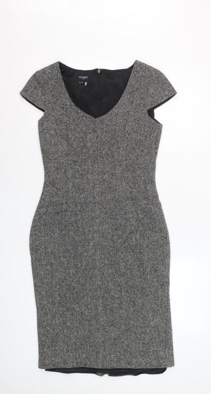 Hobbs Women Grey Wool Sheath Knee Length Dress Size 8