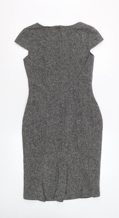 Hobbs Women Grey Wool Sheath Knee Length Dress Size 8