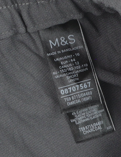 Marks and Spencer Women’s Charcoal Wide-Leg Trousers Size 16 Short